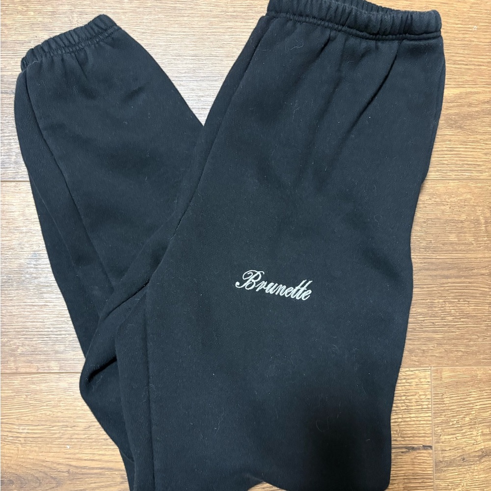 Brunette The Label Embroidered Black Joggers, size M/L